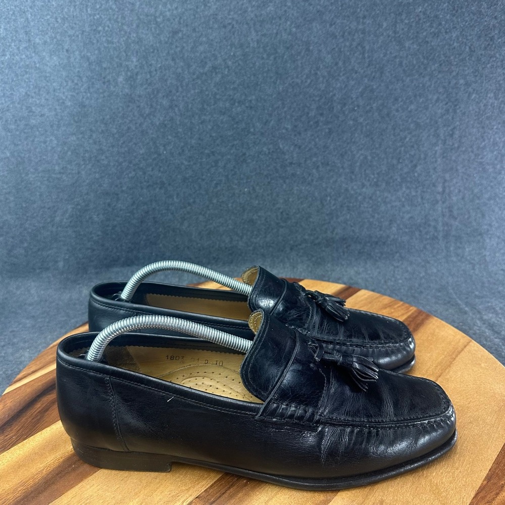 Santoni Mens 1803 Black Leather Tassel Loafers Made in Italy Size 10 D